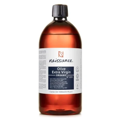 Abbildung von Naissance Olivenöl, Nativ Extra BIO zertifiziert (Nr. 223) 900ml Rein, Natürlich, Unraffiniert, Kaltgepresst, Vegan Für Hautpflege, Haarpflege und als Massageöl, Gesicht, Körper, Haar