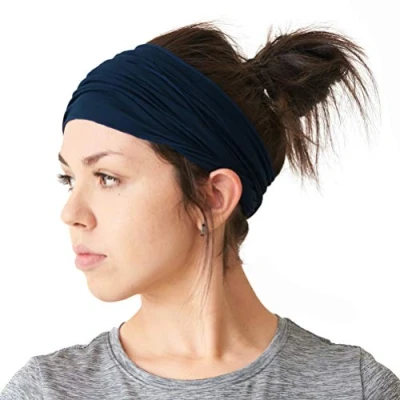 Abbildung von Dünnes Lauf Stirnband Sport Haarband Herren, Bandana Damen Sommer Japanische Mode Lang, Loop Tuch Zum Binden Marine