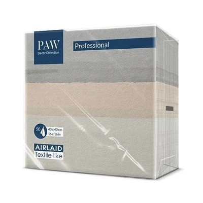 Abbildung von PAW Servietten aus Airlaid Stoffähnlich (40 x 40 cm) I 50 Stück Ideal für Hochzeit, Taufe, Kommunion, Geburtstag Stoffservietten Erdfarben, Beige, Streifen Farbe: Fluid beige