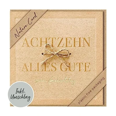Abbildung von bsb Karte zum 18. Geburtstag Nature Card Nachhaltige Karten Geburtstagskarten mit Umschlag Geburtstagskarte Frauen &amp; Männer Glückwunschkarte 15,5 x cm