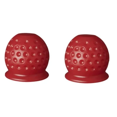 Abbildung von Set: Anhängerkupplung Abdeckung, 50 mm Gummi/Kunststoff Schutzkappe Kugelkopf für Anhänger PKW LKW RV (2 Stück Golfball rot)