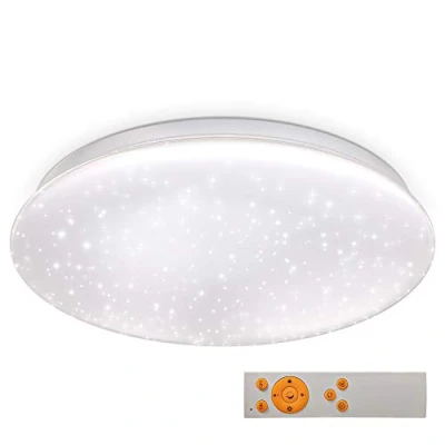 Abbildung von B.K.Licht LED Deckenlampe mit Sternenhimmel, Fernbedienung, einstellbar von warmweiß bis kaltweiß, Deckenleuchte, Lampe, Wohnzimmerlampe, Schlafzimmerlampe, Küchenlampe, 33,8x8 cm, Weiß