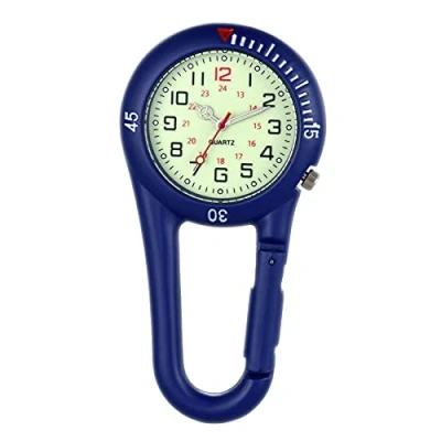 Abbildung von JewelryWe Taschenuhr mit Karabiner Befestigung Leuchtendes Gesicht Analog Quarz Uhr für Ärzte Krankenschwestern Sanitäter Köche Schwarz/Silber/Blau