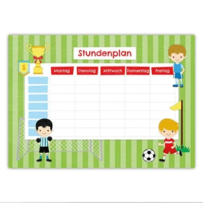 Abbildung von Papierdrachen Stundenplan DIN A4 Block Motiv Fußball zum Schulanfang Geschenk für die Schule Terminkalender und Wochenplan