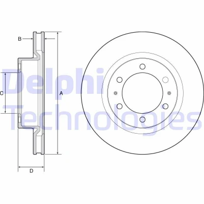 Abbildung von DELPHI BG4925C Bremsscheibe 319 28 6 Belüftet beschichtet unbehandelt ohne Radlager, ABS Sensorring TOYOTA: HILUX 3 Pick up