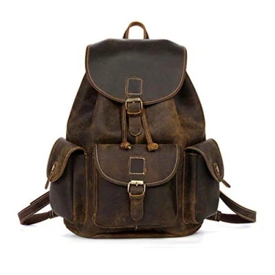 Abbildung von Luufan Unisex Leder Backpack Casual Rucksack Schultasche (Brown 3)