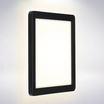 Abbildung von BRILONER LED Wandlampe mit indirektem Licht, flach, neutralweiße Lichtfarbe, Aussenlampe, Wandleuchte aussen, Strahler außen, Außenleuchte, Außenwandleuchten, 19x19x2,8 cm, Schwarz