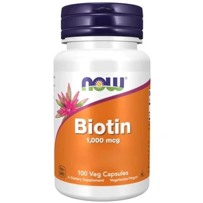 Abbildung von Now Foods, Biotin, 1000mcg, Vitamin B7, hochdosiert, 100 vegane Kapseln, Laborgeprüft, Glutenfrei, Sojafrei, Vegetarisch, ohne Gentechnik