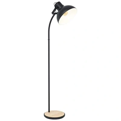 Abbildung von Eglo 43166 Stehleuchte LUBENHAM schwarz, braun E27 1X28W L:47,5cm B:30cm H:160cm mit Fußtrittschalter