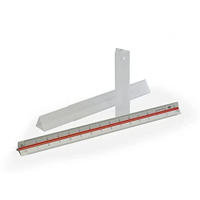 Abbildung von WEDO 5255101 Dreikantmaßstab aus Aluminium, 30 cm, 1:10 und 1:100, 1:20 1:200, 1:25 250, 1:50 1:500, 1:75 1:750, 1:125 1:1250