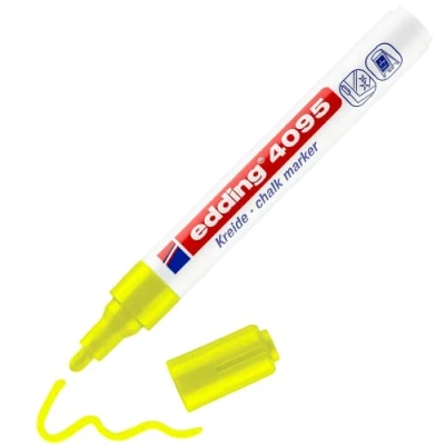 Abbildung von edding 4095 Kreidemarker neon gelb 10 Kreidestifte Rundspitze 2 3 mm Kreidestift für Tafel abwischbar zum Beschriften von Fenster, Glas, Spiegel Tafelstift mit deckenden Farben