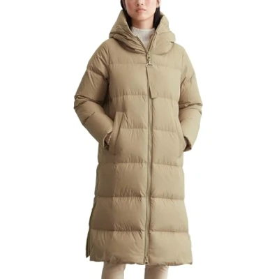 Abbildung von Marc O&#039;Polo Puffer COAT WITH HOOD SIDE Slits Zipper WELT Pockets Backpack Belts Daunenmantel, Damen, Größe: 44, Soft mocca