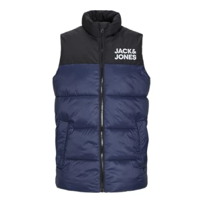 Abbildung von JACK&amp;JONES JUNIOR Jungen JJETOBY Bodywarmer Collar SN JNR Jacke, Navy Blazer/Print:White Jack &amp; Jones Logo ON Chest, 152