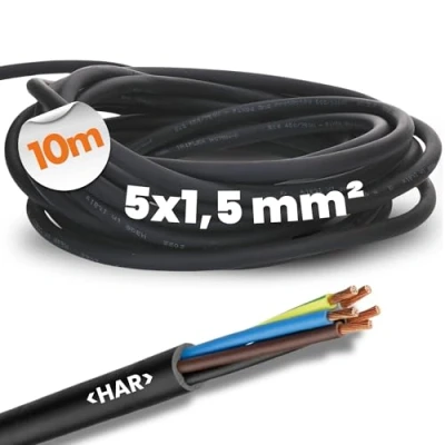 Abbildung von Lapp 10 Meter 16001043 H07RN F 5x1,5 mm² Gummileitung flexibel mit Schutzleiter I UV resistentes Kabel für Außenbereich ölbeständig flammwidrig Anschlussleitung 5G1,5 mm2 schwarz