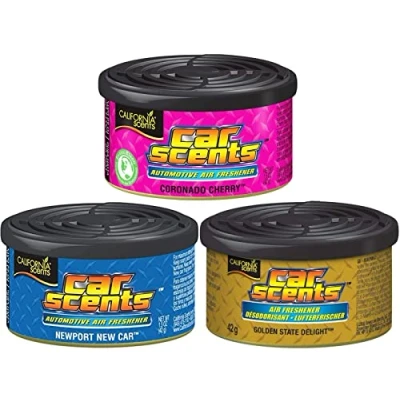 Abbildung von California Scents Auto Lufterfrischer 3 Pack Set Coronado Cherry + Newport New Car Golden State Delight