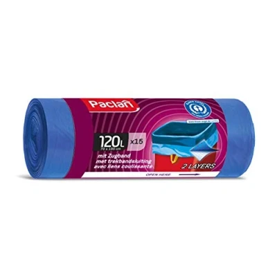 Abbildung von Paclan Zugbandsäcke 15 x 120L, Blauer Engel Blau Stück (1er Pack)