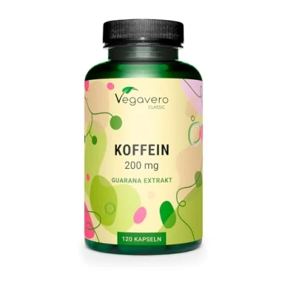 Abbildung von Koffein Kapseln Vegavero® 200 mg natürliches Aus GUARANA Extrakt Laborgeprüft &amp; Vegan Hochdosiert Ohne Füll und Zusatzstoffe Deutsche Produktion