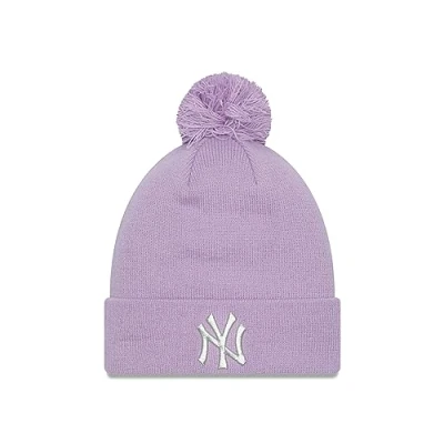 Abbildung von New Era Damen Frauen Beanie Baseball Fan Mütze Winter York Yankees Lila MLB Metallic Pom One Size