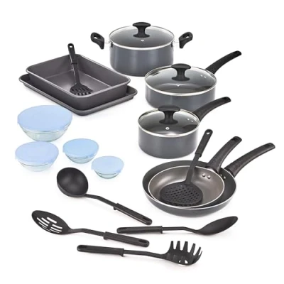 Abbildung von BELLA 17251 Piece Cook Bake and Store Kitchen Essentials Küchenutensilien Set, 21 teilig, Aluminium Antihaftbeschichtung, Schwarz