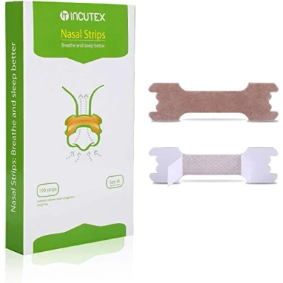 Abbildung von Incutex 100 Stück Nasenpflaster gegen Schnarchen Nasenstrips Schnarchstoppper, Größe M