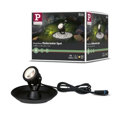 Abbildung von Paulmann 94209 Plug &amp; Shine LED Außenleuchte Teichleuchte rund incl. 1x2,8 Watt IP68 dimmbar Außenbereich Schwarz Gartenleuchte Alu 3000 K