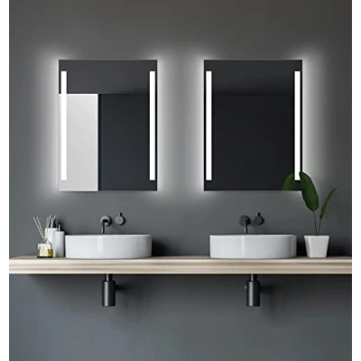 Abbildung von Talos LED Badspiegel mit Beleuchtung 80 x 60 cm Badezimmer Wandspiegel feuchtraumgeeignet durch Aluminiumkorpus Lichtfarbe Neutralweiß