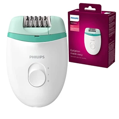 Abbildung von Philips Satinelle Essential BRE224/00 Kompakter Epilierer mit Kabel, Weiß / Grün