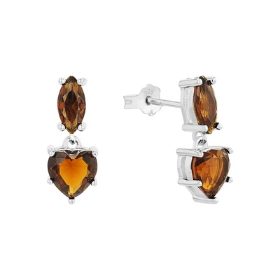 Abbildung von Amor Paar Ohrstecker "Schmuck Geschenk, Herz" mit Glasstein