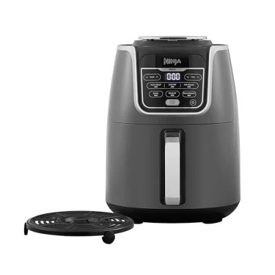 Abbildung von Ninja Air Fryer MAX Heißluftfritteuse, 5,2L Airfryer, Familiengröße, Antihaftbeschichtung, spülmaschinenfester Korb, 6 in 1, Grau &amp; Schwarz, AF160EU