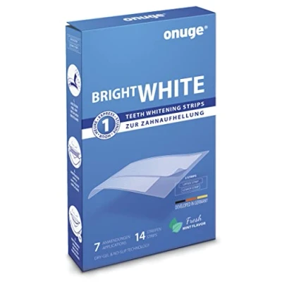 Abbildung von Onuge Bright White Teeth Whitening Strips Bleaching zur Zahnaufhellung Ohne Peroxid Auch für empfindliche Zähne 14 7 Tage