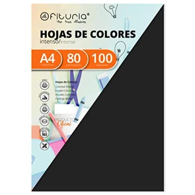 Abbildung von OFITURIA FAB 17106 Pack 100 Hojas Color Negro Tamaño A4 80g