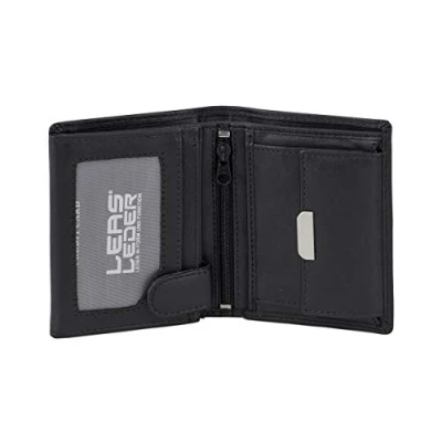 Abbildung von LEAS Mini Geldbörse mit Riegel extra dünn im Hochformat Echt Leder, schwarz Edition