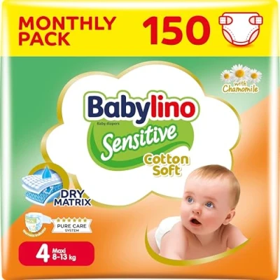 Abbildung von Babylino Sensitive Baby Windeln Größe 4, Maxi (8 13Kg), 150