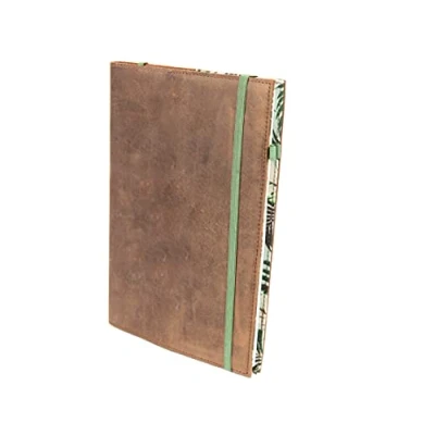 Abbildung von skaard a5 Notizbuch aus Leder, Nachfüllbar, Punktraster mit Braun/Tropical Design