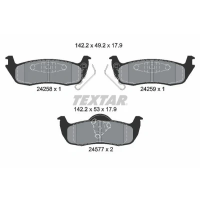 Abbildung von TEXTAR 2425801 Bremsbelagsatz mit akustischer Verschleißwarnung JEEP: GRAND CHEROKEE 3, Commander