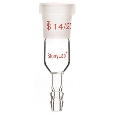 Abbildung von stonylab Glasadapter, Gerade Einlassadapter mit 14/20 Weiblich Glasverbindung und 8mm ID 12mm OD Schlauchanschluss laborglas, Glass Straight Inlet Adapter