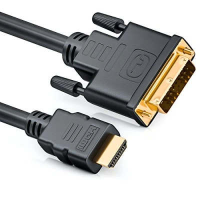 Abbildung von deleyCON 2m HDMI zu DVI Kabel D I High Speed 3D Ready Adapterkabel 1080p FULL HD HDTV Beamer Laptop Monitor TV Schwarz