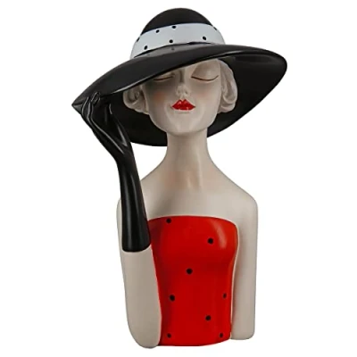 Abbildung von GILDE Deko Skulptur Figur Lady mit schwarzem Hut Dekoration und Geschenk Höhe 29, 5 cm, 37195
