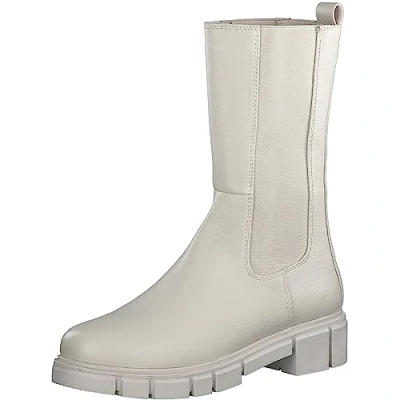 Abbildung von MARCO TOZZI Damen Chelsea Boots aus Kunstleder Blockabsatz, Beige (Cream), 37