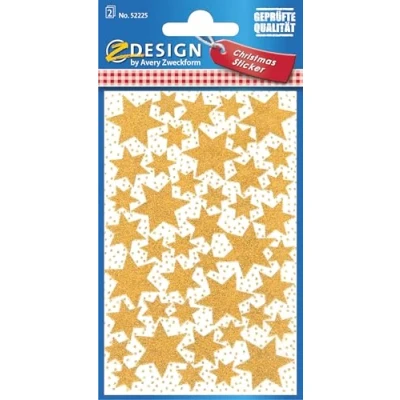 Abbildung von AVERY Zweckform 56 Aufkleber Weihnachten Sterne gold (Made in Germany, Weihnachtssticker Glanzpapier, selbstklebende Weihnachtdeko für Karten, Geschenke, Tüten) 2 Bogen/je 28 Sternsticker, 52800