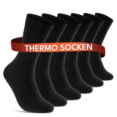 Abbildung von 6 12 24 Paar THERMO Socken Herren Damen Wintersocken Baumwolle Vollfrottee Schwarz 10900 WP (6 39 42)