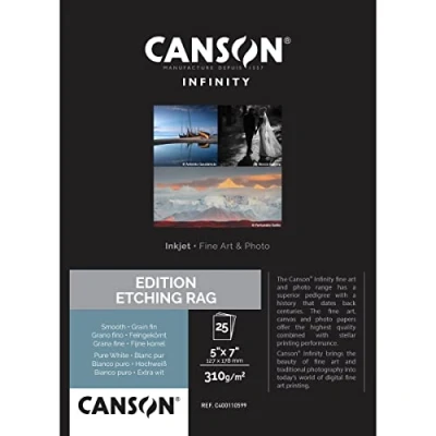 Abbildung von CANSON INFINITY EDITION ETCHING RAG, C400110599, Digital Fine Art Papier, MAßE 12,7cm X 17,8cm, 25 Blatt, 310g/m2