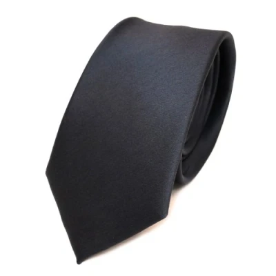 Abbildung von TigerTie Herren Krawatte 6 cm schmale Satin Tie in anthrazit grau dunkelgrau einfarbig uni Business, festliche Veranstaltungen und Freizeit