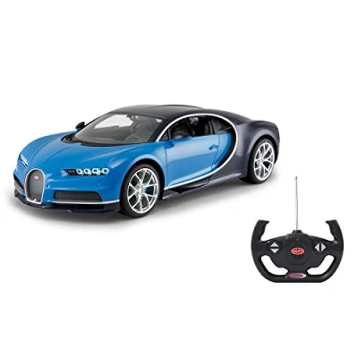 Abbildung von JAMARA 405135 Bugatti Chiron 1:14 2,4Ghz offiziell lizenziert, bis 1 Std. Fahrzeit bei 11 Kmh, LED, Perfekt nachgebildete Details, detaillierter Innenraum,hochwertige Verarbeitung, Blau
