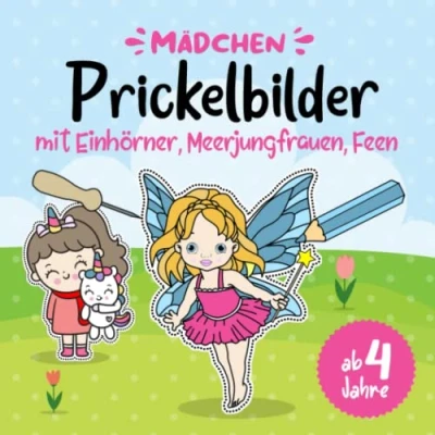 Abbildung von Prickelbilder für Mädchen ab 4 jahre mit Einhörner, Meerjungfrauen, Feen: Prickelblock &amp; Prickelbuch zum basteln,Bastelbuch Ideen ... im Kindergarten als Prickelset Bastelset