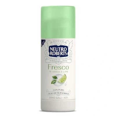 Abbildung von Neutro Roberts, Deodorant Stick Frische Grün, Grüner Tee und Limette, Zero Aluminiumsalze, keine Flecken, mit reinem Glycerinöl, für Damen Herren, dermatologisch getestet, 40 ml, 48h