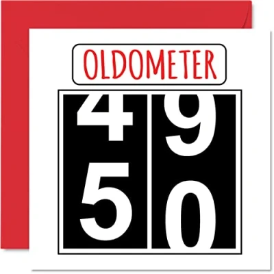 Abbildung von Lustige Karten zum 50. Geburtstag für Männer und Frauen Oldometer Glückwunschkarte Vater, Mutter, Opa, Kindermädchen, Oma, Freund, 145mm Grußkarten, Karte