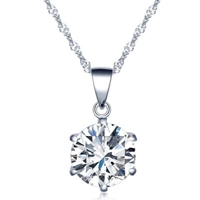 Abbildung von Unendlich U Fashion Damen Halskette 925 Sterling Silber sechs Klaue Zirkonia Anhänger Kette mit Anhänger,