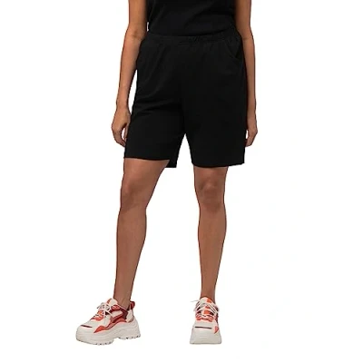 Abbildung von Ulla Popken Damen Jerseyshorts, Taschen, Elastikbund Bermuda, Schwarz, W40 / L32