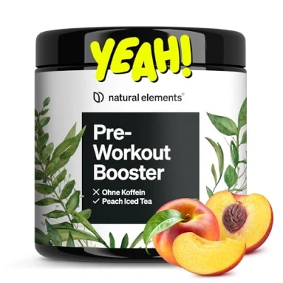 Abbildung von Pre Workout Booster 420g Zero Koffein Peach Iced Tea Geschmack mit Niacin, Ginseng &amp; BCAA vegan, koffeinfrei in Deutschland produziert laborgeprüft